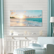Canvas art depicting peaceful ocean horizon at sunset
